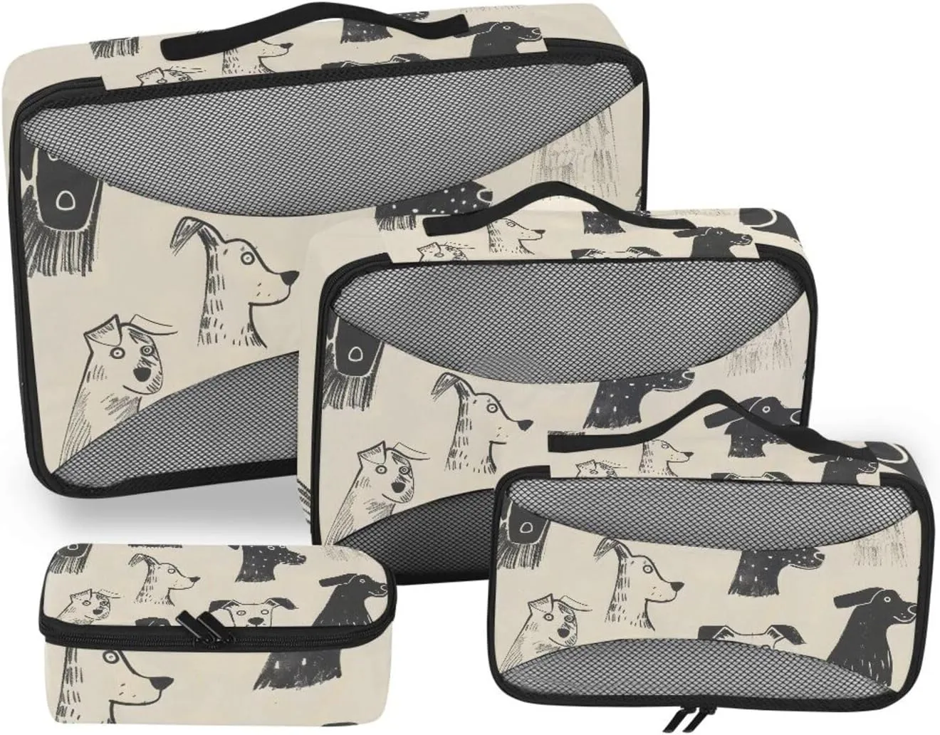 Packing Cubes for Travel 4 Set Dog Corgi Pet Doodle Luggage Set Suitcase Organizer Bags Mesh Accessories Storage Pouch Toiletry Packing Cubes