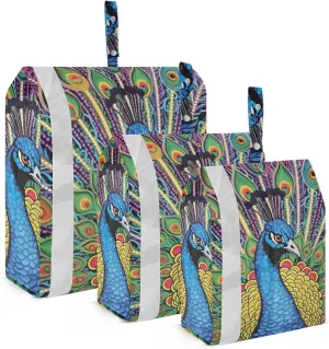 Peacock Packing Cubes Set of 3, Lightweight Travel Luggage Organizers Foldable Bags for Easy Packing and Organization