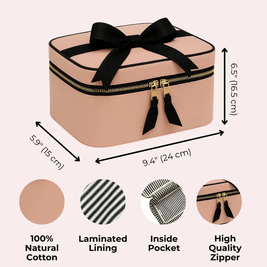 Personalized Makeup Bag for Women | Cosmetic Bag Organizer for Girls with Monogramming | Makeup Pouch for Traveling | Toiletry Bags for Women | Make Up Travel Pouches | Pink/Blush