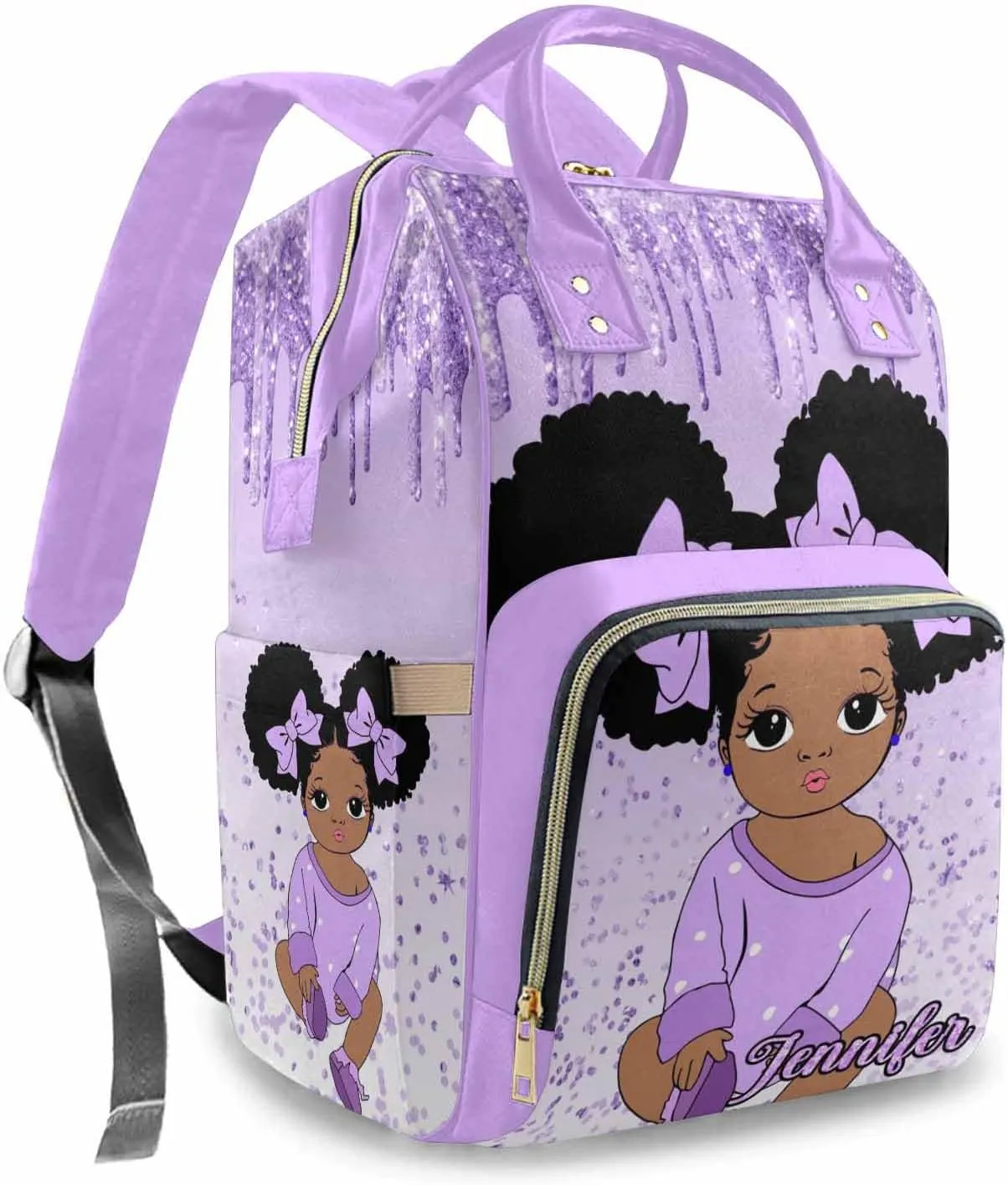 Personalized Nursing Bags with Large Capacity, Customized Cute Diaper Bags Multi-Function Nylon Waterproof Mommy Nursing Backpack with Name for Women Men Mom Dad