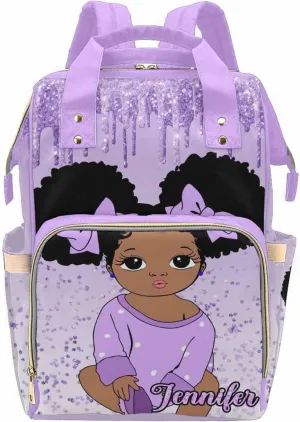 Personalized Nursing Bags with Large Capacity, Customized Cute Diaper Bags Multi-Function Nylon Waterproof Mommy Nursing Backpack with Name for Women Men Mom Dad