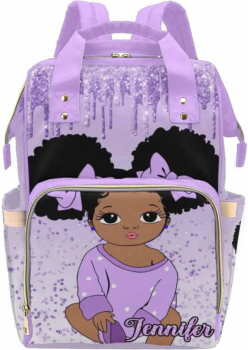 Personalized Nursing Bags with Large Capacity, Customized Cute Diaper Bags Multi-Function Nylon Waterproof Mommy Nursing Backpack with Name for Women Men Mom Dad