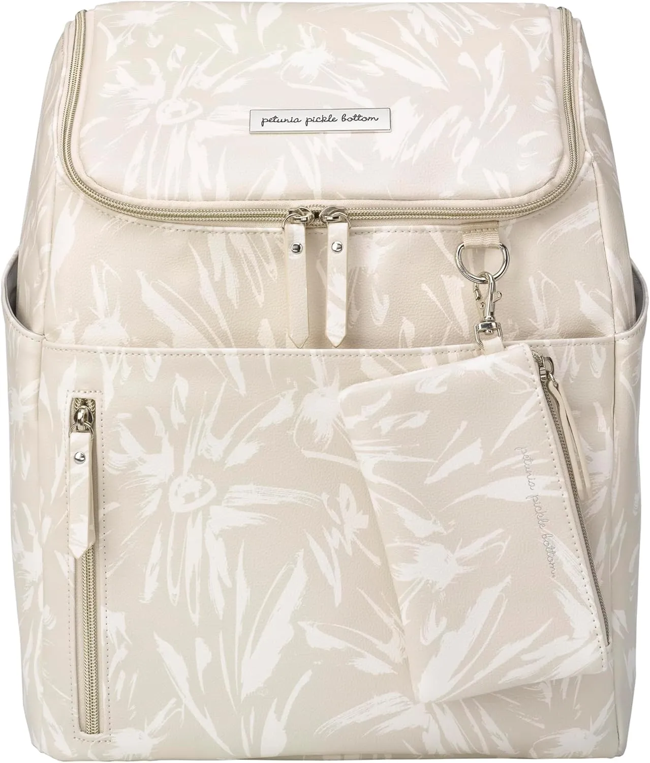 Petunia Pickle Bottom Tempo Backpack, Diaper Bag Designed for Busy Families, Attaches to Stroller or Suitcase, Spacious Main Compartment (Linen Blossoms)