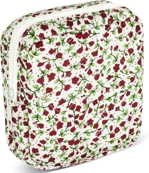 PLwelth Small Flower Makeup Bag Mini Cosmetic Bag for Women Girls Travel Cosmetic Toiletry Bag Cute Makeup Pouches Floral Purse Cosmetic Organizer Portable Storage Bag for Sanitary Pad Coin Lipstick