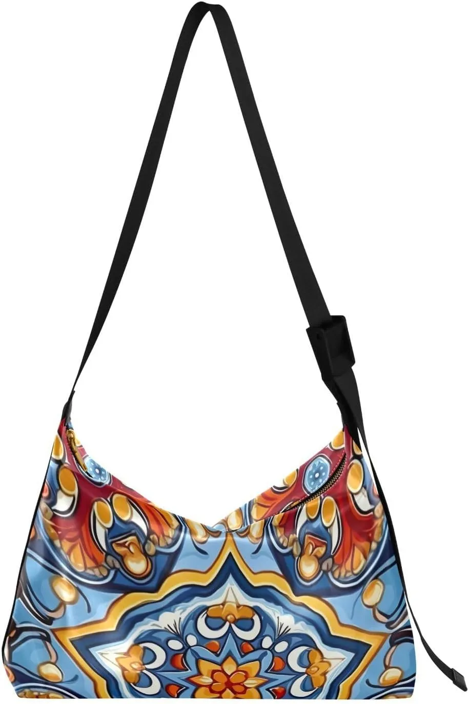 Portuguese Talavera Orange Tote Bag for Women Large Hobo Bags Crossbody Bags Leather Tote with Adjustable Strap for School