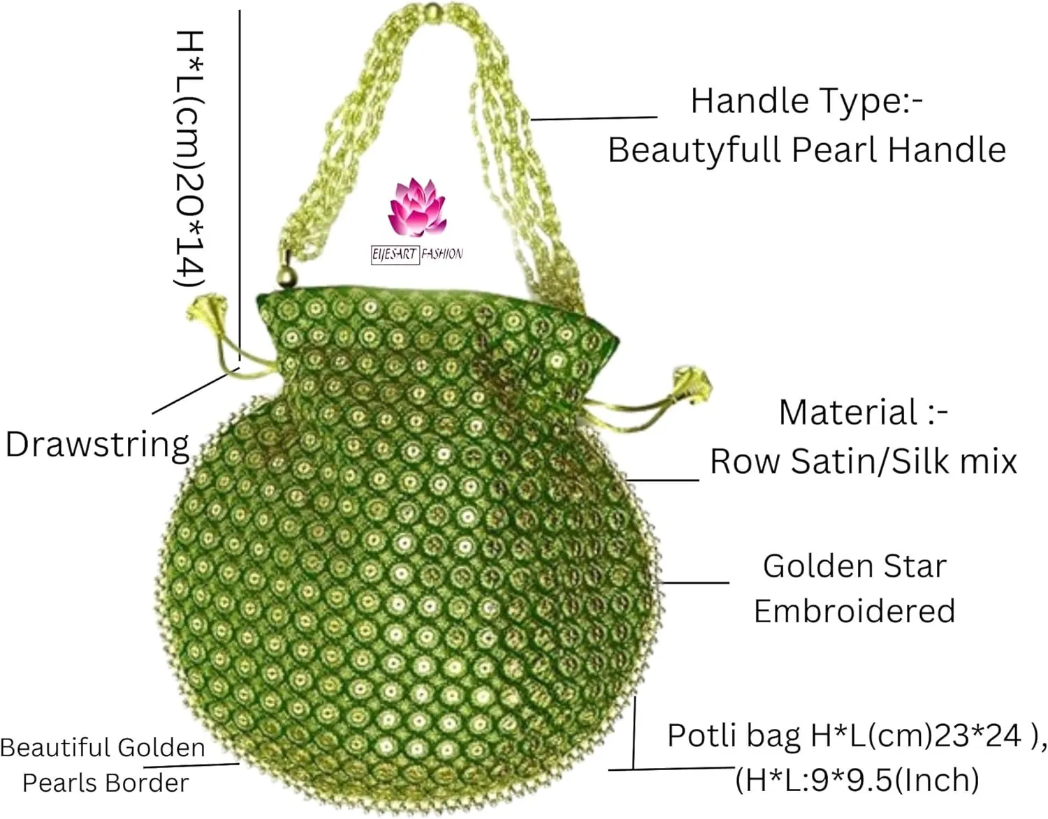 Potli Bag For Women Ethnic Designer Embroidery Work Batwa Pearls Handle With Intricate Bridal Drawstring Stylish Bridal Women