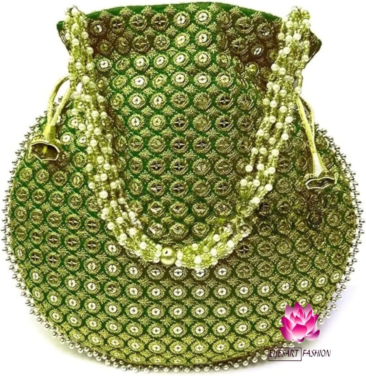 Potli Bag For Women Ethnic Designer Embroidery Work Batwa Pearls Handle With Intricate Bridal Drawstring Stylish Bridal Women