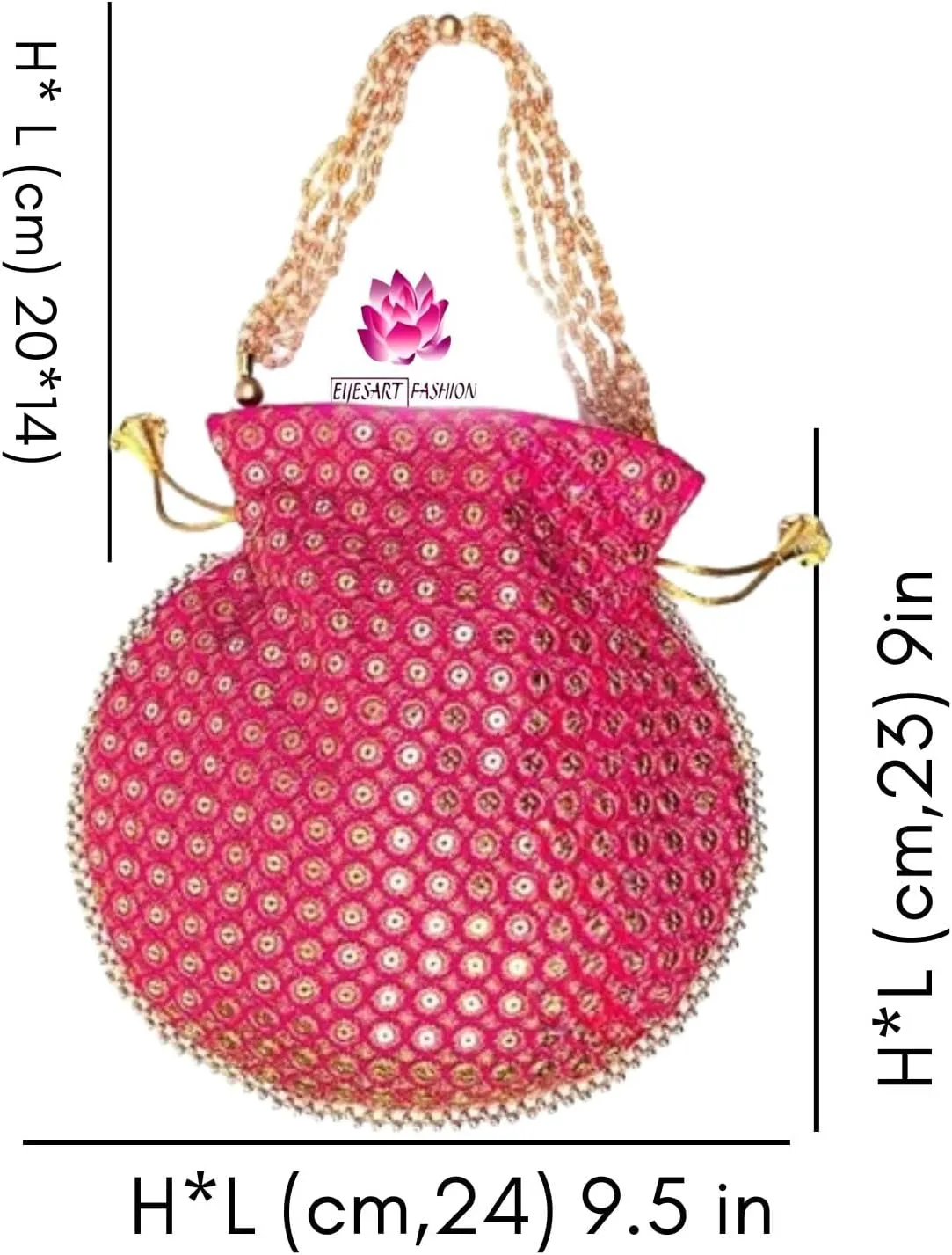 Potli Bag For Women Ethnic Designer Embroidery Work Batwa Pearls Handle With Intricate Bridal Drawstring Stylish Bridal Women