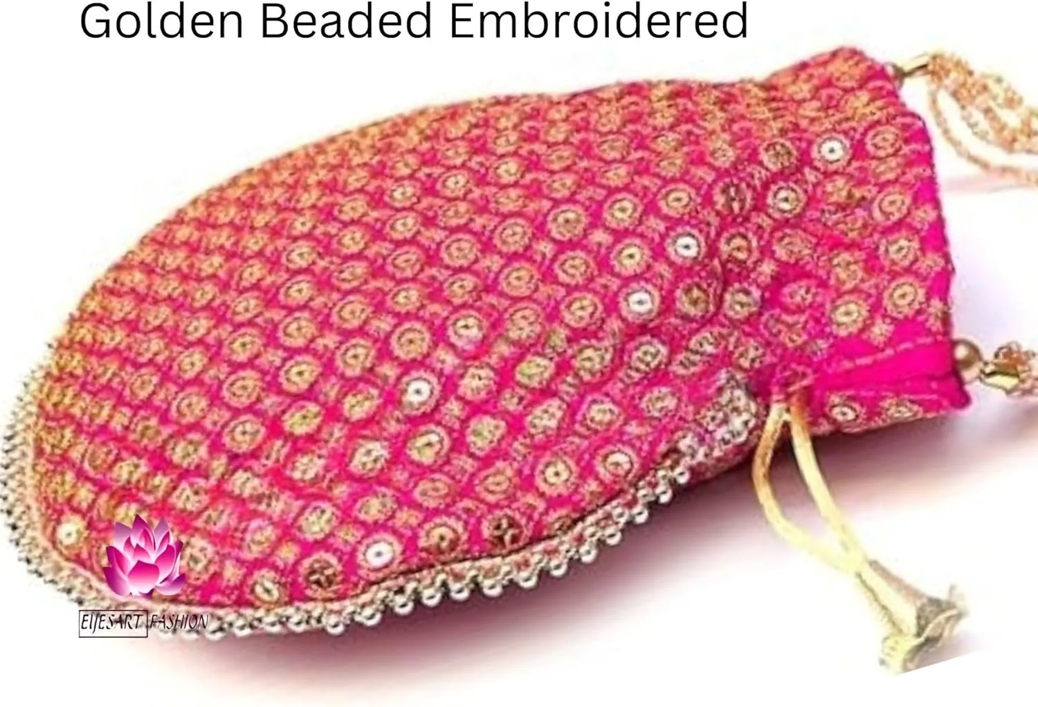 Potli Bag For Women Ethnic Designer Embroidery Work Batwa Pearls Handle With Intricate Bridal Drawstring Stylish Bridal Women