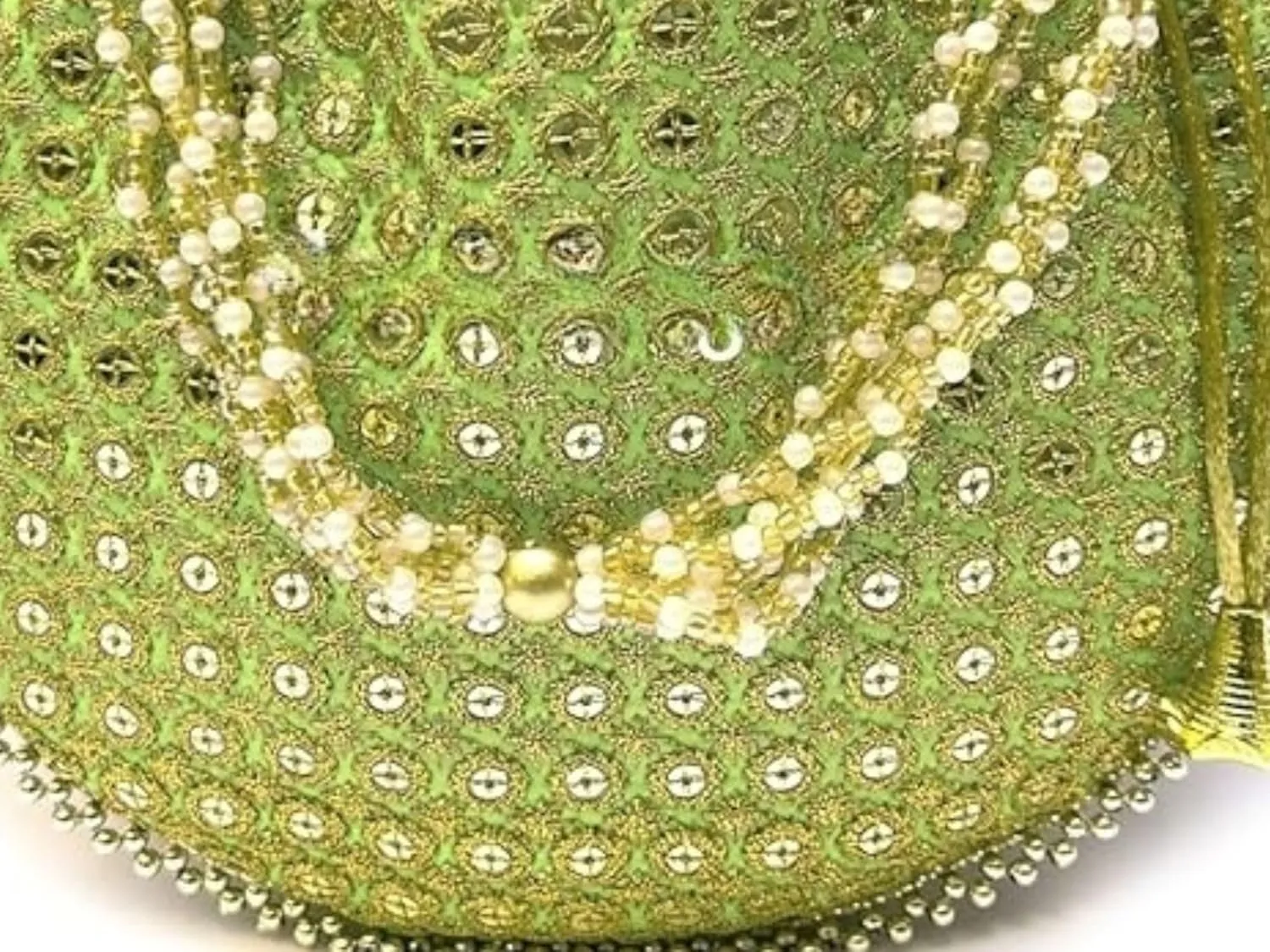 Potli Bag For Women Ethnic Designer Embroidery Work Batwa Pearls Handle With Intricate Bridal Drawstring Stylish Bridal Women