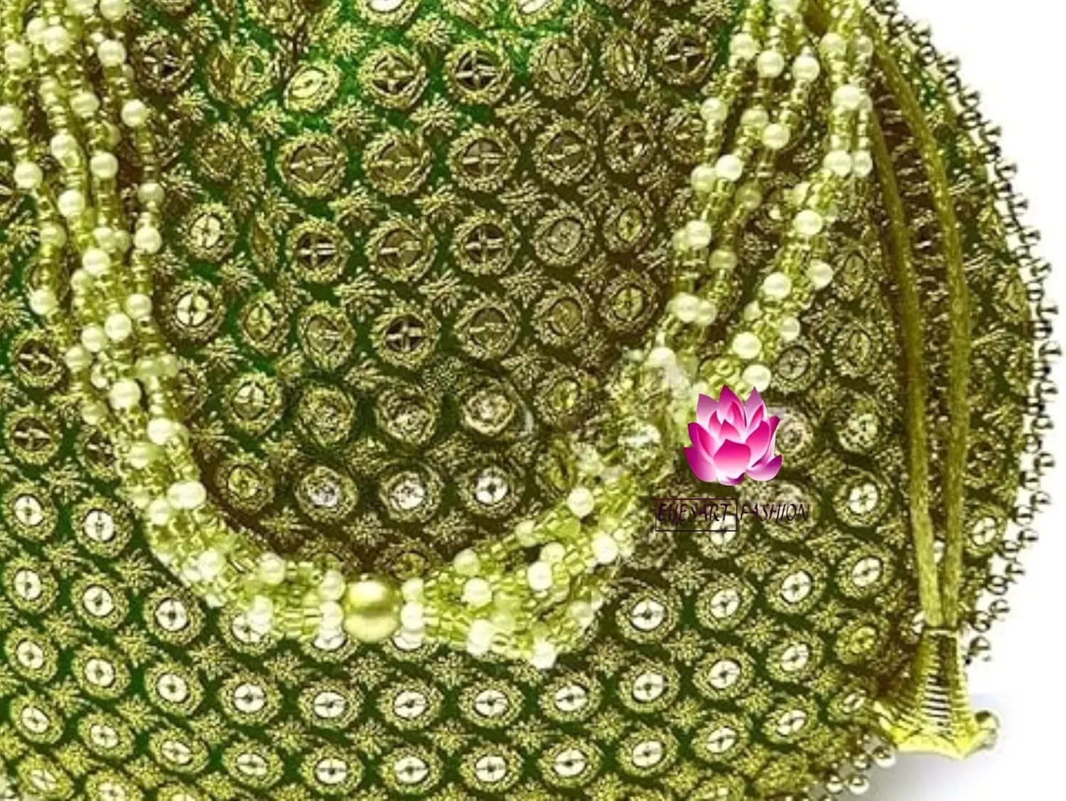 Potli Bag For Women Ethnic Designer Embroidery Work Batwa Pearls Handle With Intricate Bridal Drawstring Stylish Bridal Women