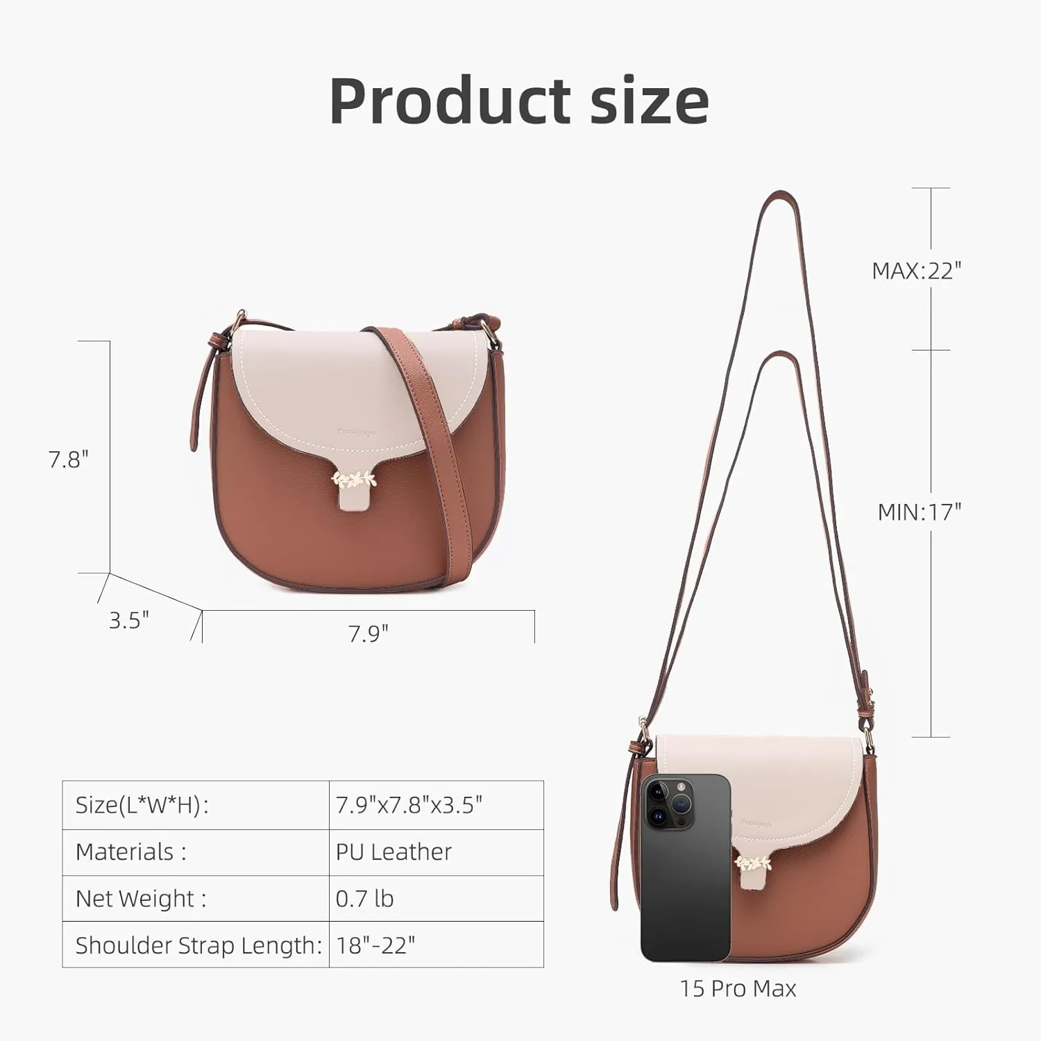 Prettyzys Crossbody Bags for Women- Saddle-Shaped Vegan Leather Purse, Waterproof & Stain-Resistant Small Crossbody Bag
