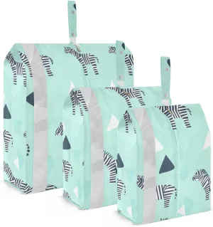 Print Mint Green 3 Set Travel Packing Cubes For Suitcases Portable Garment Bag Closet Storage Organizer Bag Set Travel Luggage Organizer
