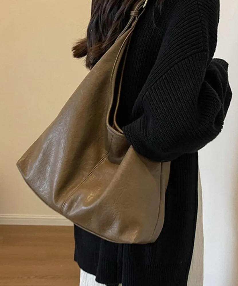 PU leather Hobo Bags for Women Stylish Slouchy Tote Handbag Large capacity 2pcs Vegan Tote Purse with Wallet