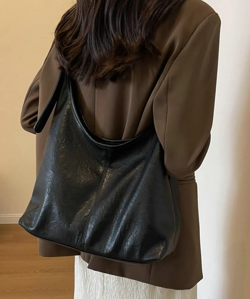 PU leather Hobo Bags for Women Stylish Slouchy Tote Handbag Large capacity 2pcs Vegan Tote Purse with Wallet