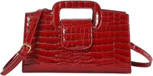 PU Leather Shoulder Crocodile Embossed Crossbody for Women Handbag Medium Capacity Messenger Vintage Flap Satchel