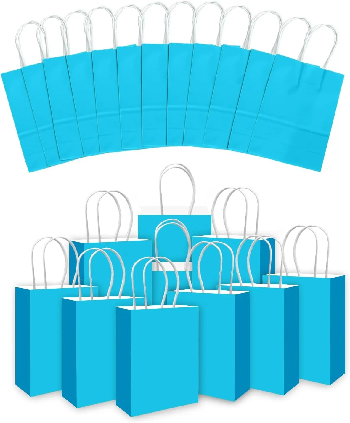 qiqee 30PCS Medium Gift Bag with Handles Bulk 11"x5"x8" Gift Bags Lake Blue Bags Multiple Uses (Medium Size)
