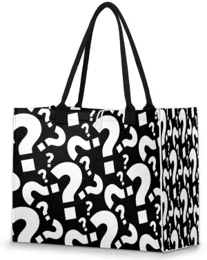 Question Marks Pattern Tote Bag for Women Large Beach Bag Reusable Grocery Bags Tote Bag for Work Shopping Travel Beach