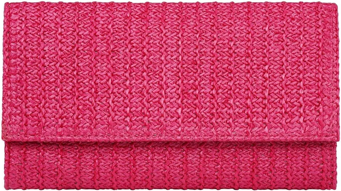 Raffia Evening Purse Envelope Clutch Handbag Shoulder Crossbody Bag Beach Trendy for Travel Straw Clutch Purse
