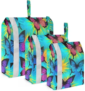 Rainbow Butterflies Packing Cubes Set of 3, Lightweight Travel Luggage Organizers Foldable Bags for Easy Packing and Organization