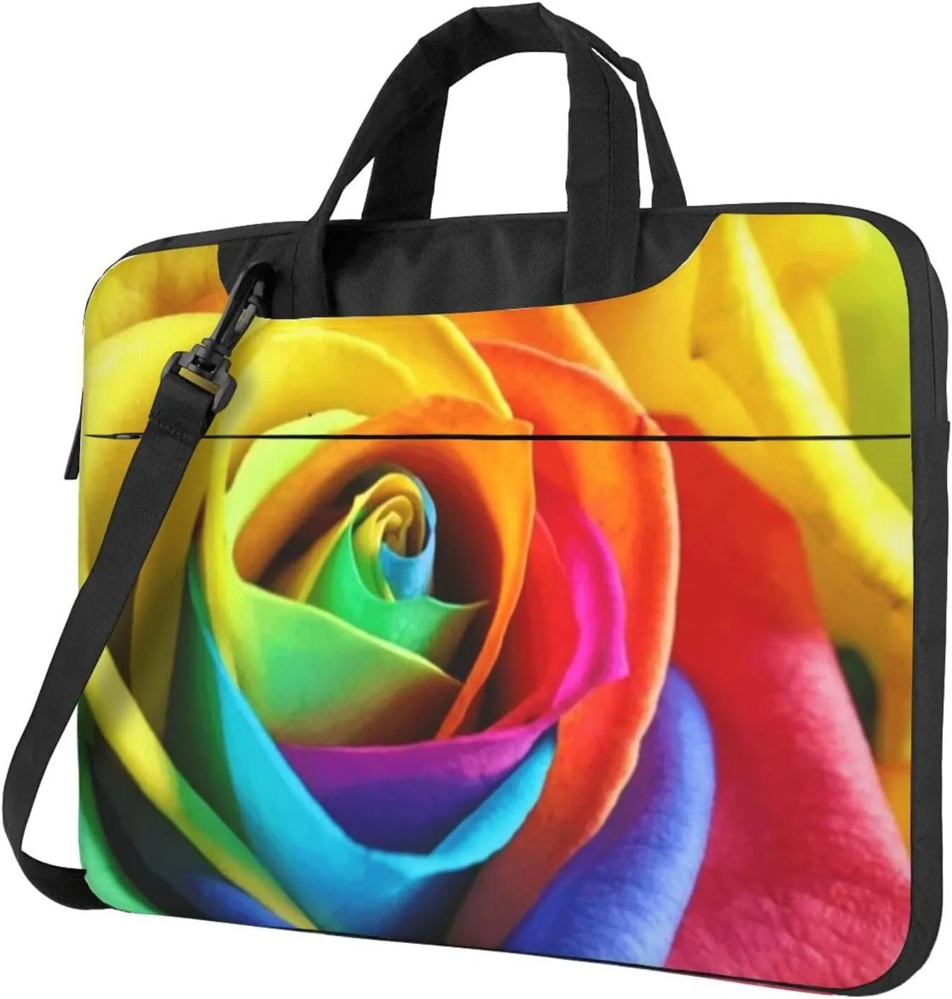 Rainbow Flower Stylish 13-15.6 Inch Laptop Bag For Man And Women, Computer Messenger Bag, Trendy Shoulder Strap Design