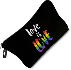 Rainbow Makeup Bag Cute Small Organizer Zipper Rainbow Pouch Love Is Love Birthday Present for LGBT Women Friends Sisters