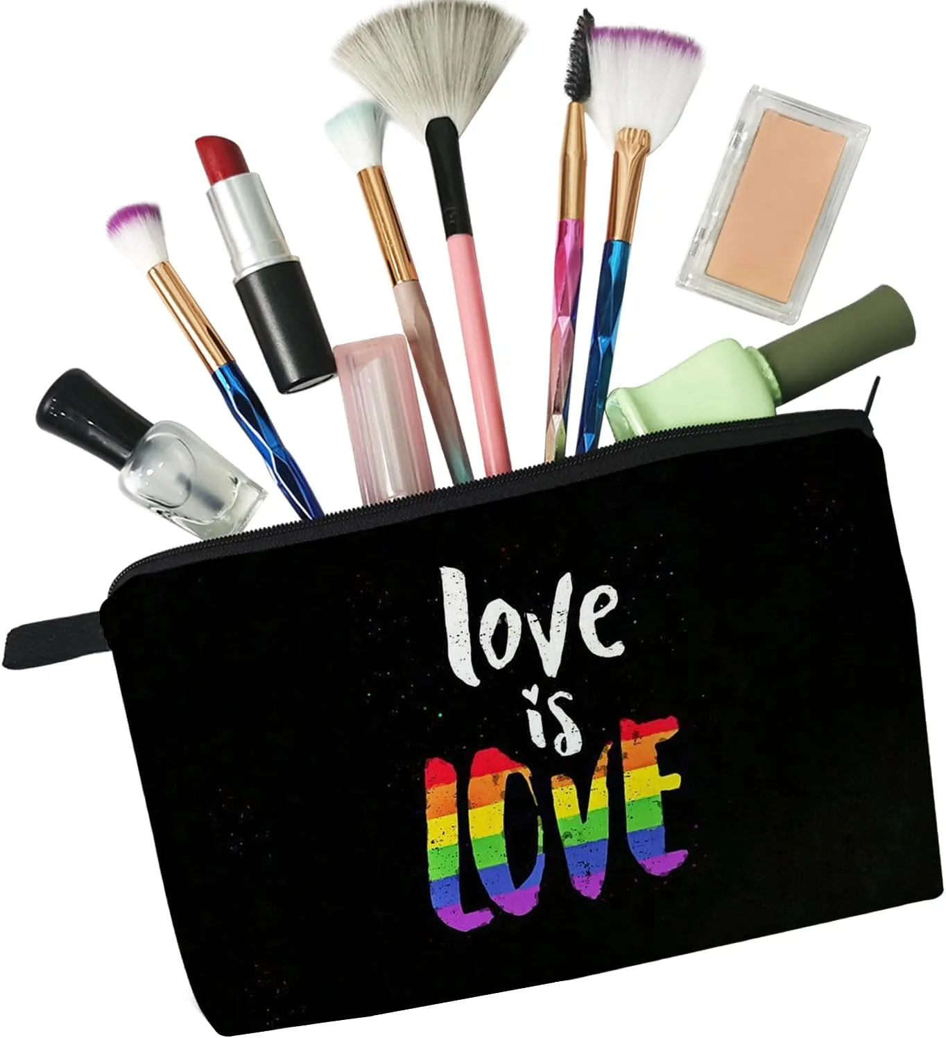 Rainbow Makeup Bag Cute Small Organizer Zipper Rainbow Pouch Love Is Love Birthday Present for LGBT Women Friends Sisters