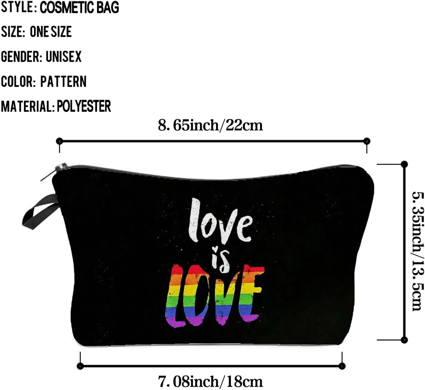 Rainbow Makeup Bag Cute Small Organizer Zipper Rainbow Pouch Love Is Love Birthday Present for LGBT Women Friends Sisters