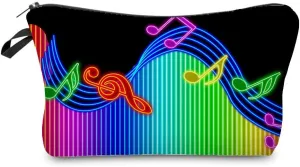 Rainbow Musical Note Makeup Bag Cute Small Organizer Zipper Pouch Birthday Music-themed Present Musical Note Cosmetic Bag for Music Lovers Friends Woman
