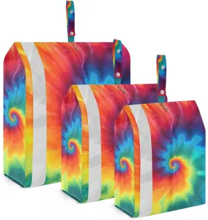 Rainbow Tie Dyed Packing Cubes Set of 3, Lightweight Travel Luggage Organizers Foldable Bags for Easy Packing and Organization