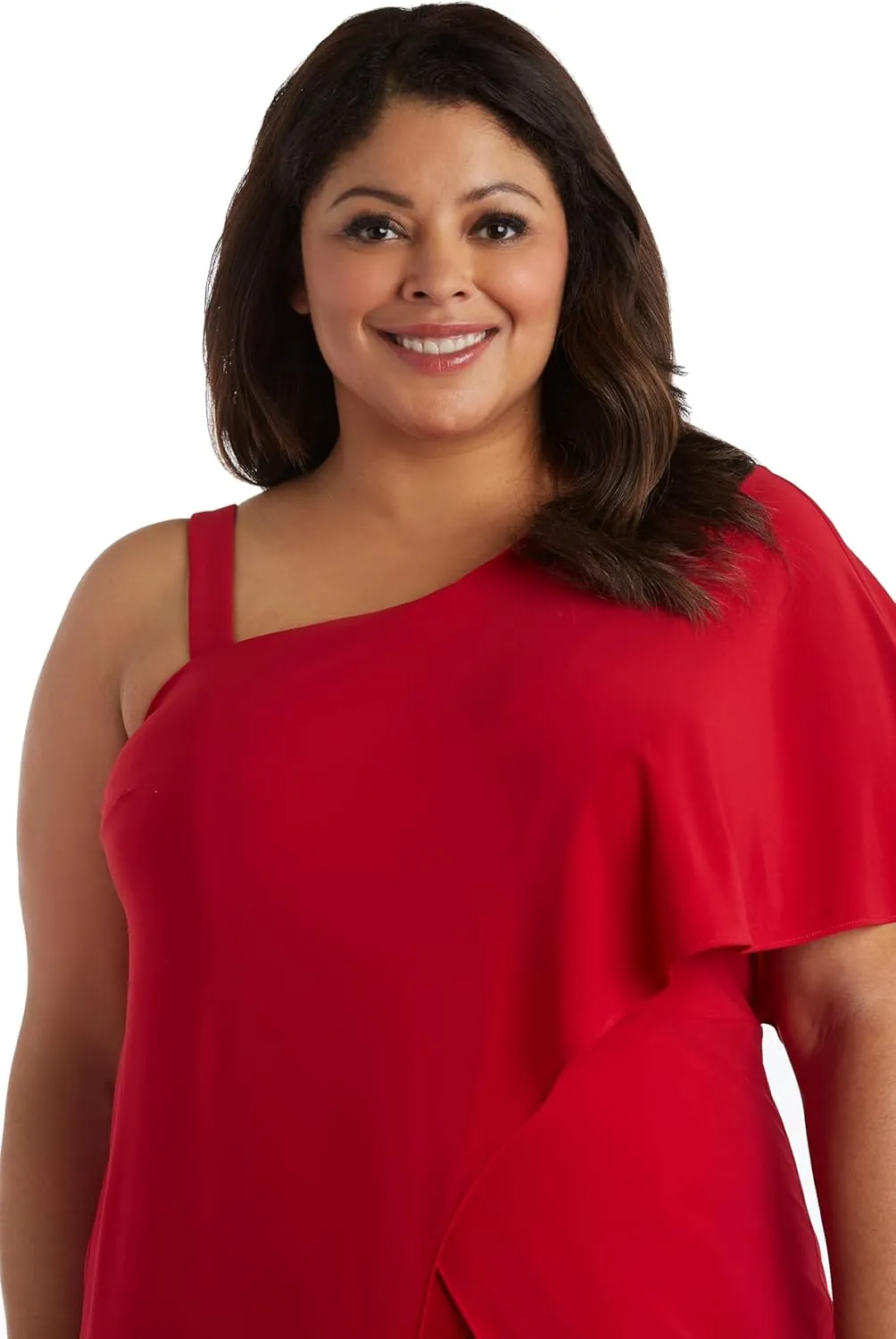 R&M Richards Elegant One-Shoulder Draped Overlay Wide-Leg Jumpsuit W/Relaxed Fit