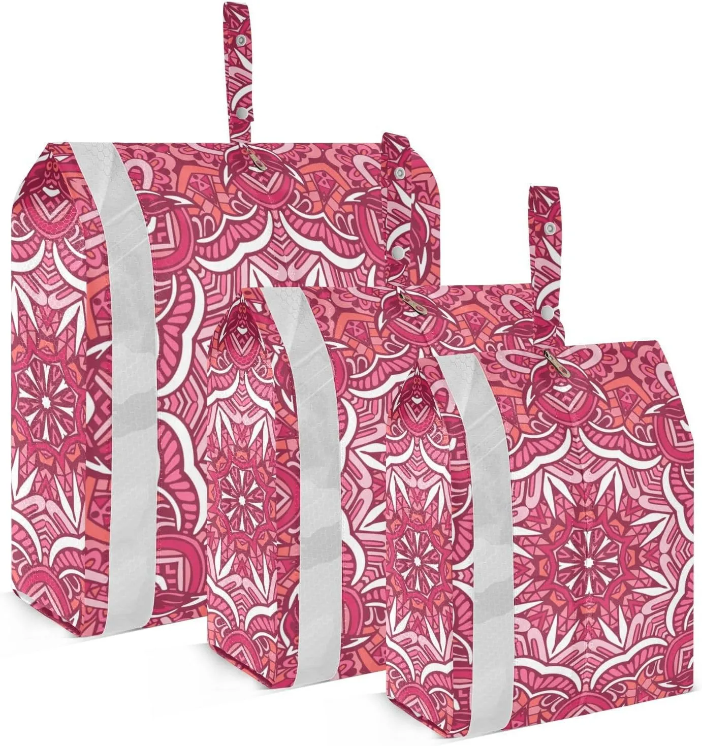Red Mandala Packing Cubes Set of 3, Lightweight Travel Luggage Organizers Foldable Bags for Easy Packing and Organization