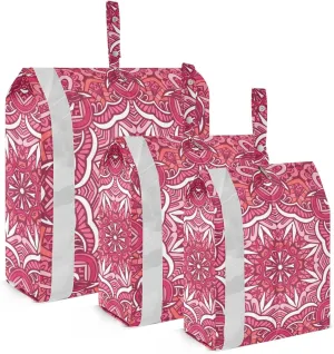 Red Mandala Packing Cubes Set of 3, Lightweight Travel Luggage Organizers Foldable Bags for Easy Packing and Organization
