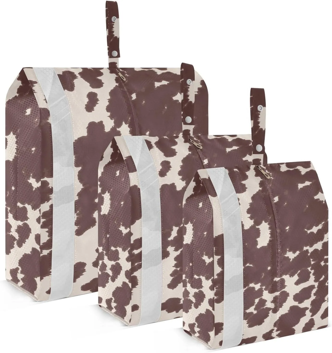 Retro Cow Pattern Packing Cubes Set of 3, Lightweight Travel Luggage Organizers Foldable Bags for Easy Packing and Organization