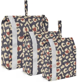Retro Leopard Packing Cubes Set of 3, Lightweight Travel Luggage Organizers Foldable Bags for Easy Packing and Organization