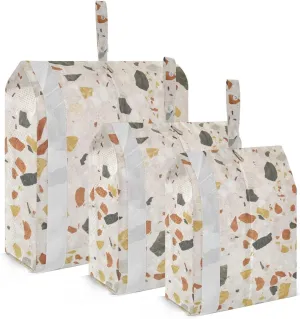Retro Terrazzo Packing Cubes Set of 3, Lightweight Travel Luggage Organizers Foldable Bags for Easy Packing and Organization