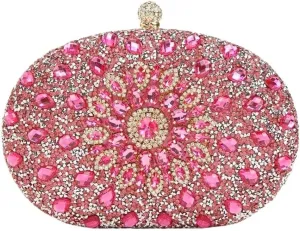 Rhinestone Purse Gorgeous Shiny Mini Diamond-studded Rhinestone Floral Hand-held Dinner Bag For Wedding And Party