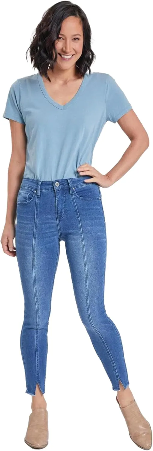 Royalty For Me Womens Women's High Rise Skinny Jean with Front Seam and Slit Detail Lifestyle Collection