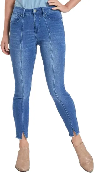 Royalty For Me Womens Women's High Rise Skinny Jean with Front Seam and Slit Detail Lifestyle Collection
