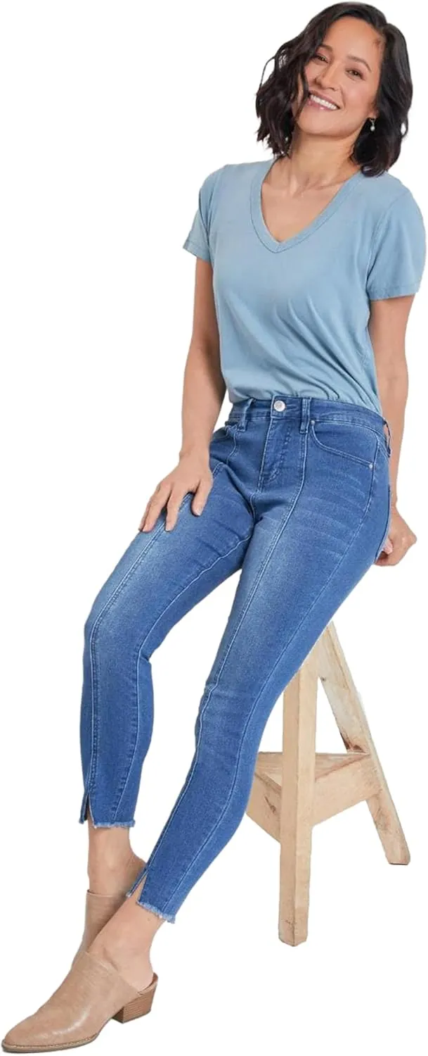 Royalty For Me Womens Women's High Rise Skinny Jean with Front Seam and Slit Detail Lifestyle Collection