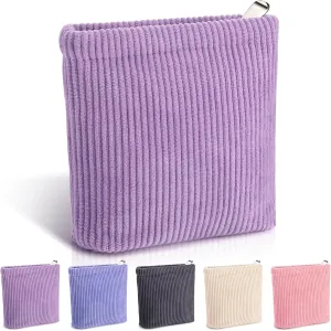 RUMIA Corduroy Mini Makeup Bag for Purse Solid Color Small Makeup Zipper Pouch Travel Cosmetic Bag Coin Purse Cute Preppy Waterproof Portable Toiletry Storage Pouch Bag for Girl Women (Purple)