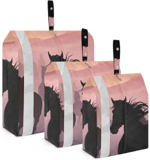 Running Horses Silhouette Packing Cubes Set of 3, Lightweight Travel Luggage Organizers Foldable Bags for Easy Packing and Organization