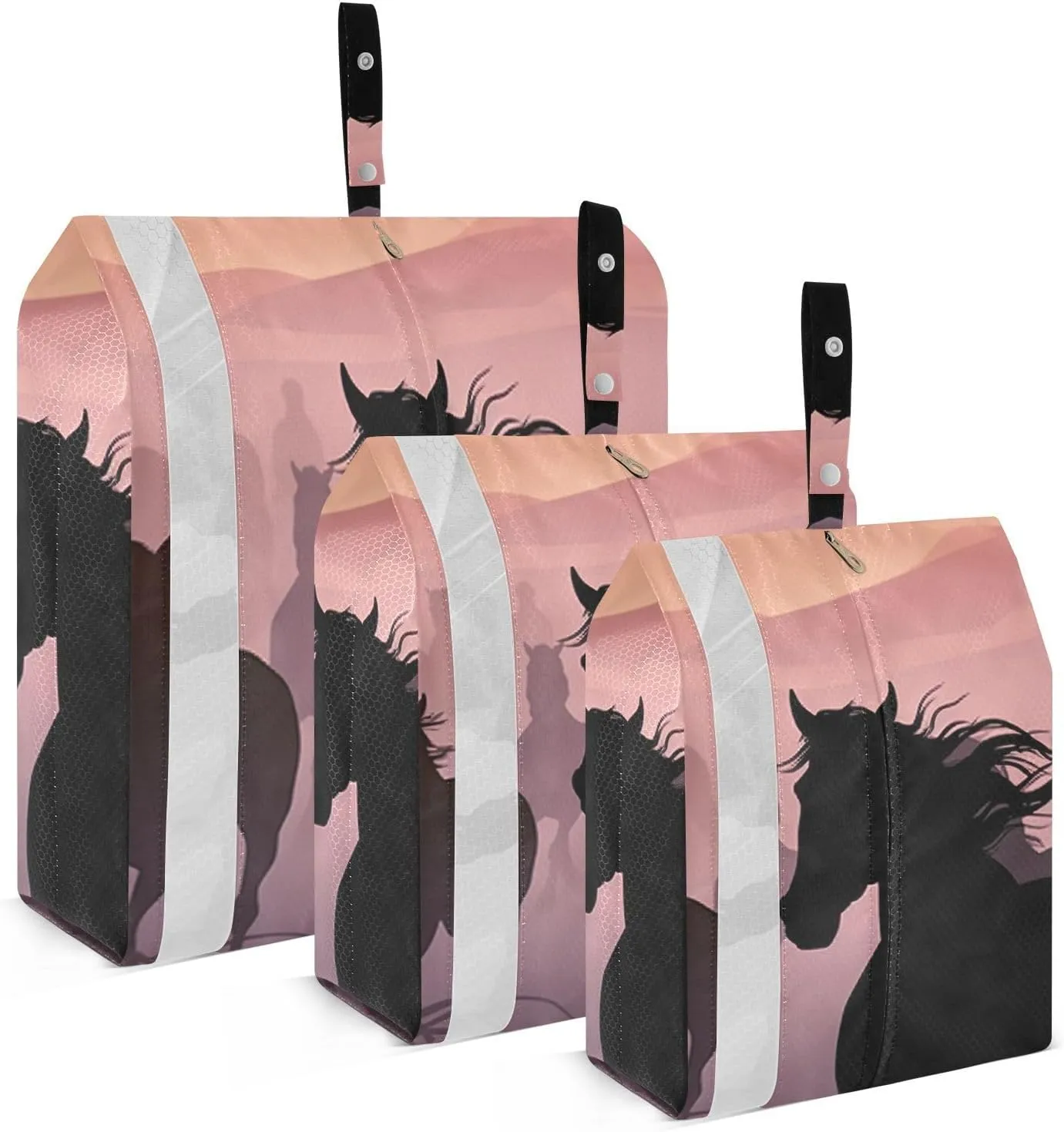 Running Horses Silhouette Packing Cubes Set of 3, Lightweight Travel Luggage Organizers Foldable Bags for Easy Packing and Organization