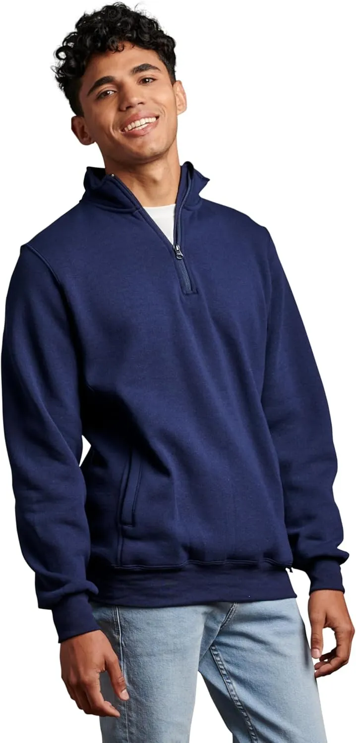 Russell Athletic Men's Dri Power Fleece Quarter Zip, Moisture Wicking, Cotton Blend, Relaxed Fit, Sizes S-4x