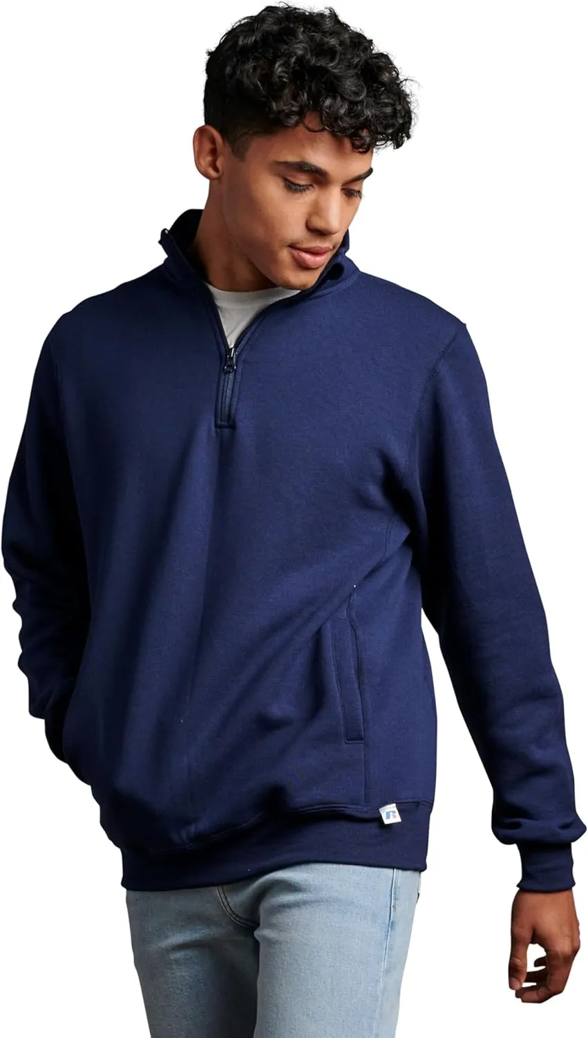 Russell Athletic Men's Dri Power Fleece Quarter Zip, Moisture Wicking, Cotton Blend, Relaxed Fit, Sizes S-4x