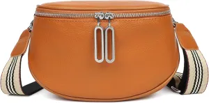 Saddle Shoulder Bag for Women Genuine Leather Fashion Crossbody Small Handbag Purse Clutch with Wide Strapbag2278OWOISS