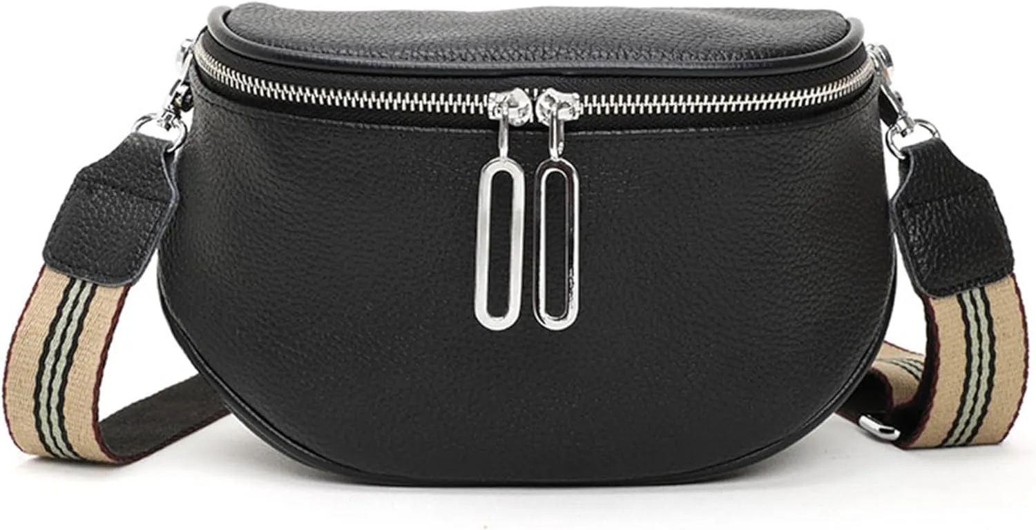Saddle Shoulder Bag for Women Genuine Leather Fashion Crossbody Small Handbag Purse Clutch with Wide Strapbag2285OWOISS