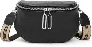 Saddle Shoulder Bag for Women Genuine Leather Fashion Crossbody Small Handbag Purse Clutch with Wide Strapbag2285OWOISS