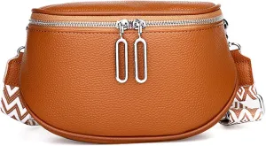Saddle Shoulder Bag for Women Genuine Leather Fashion Crossbody Small Handbag Purse Clutch with Wide Strapbag687OWOISS