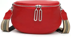 Saddle Shoulder Bag for Women Genuine Leather Fashion Crossbody Small Handbag Purse Clutch with Wide Strapbag701OWOISS